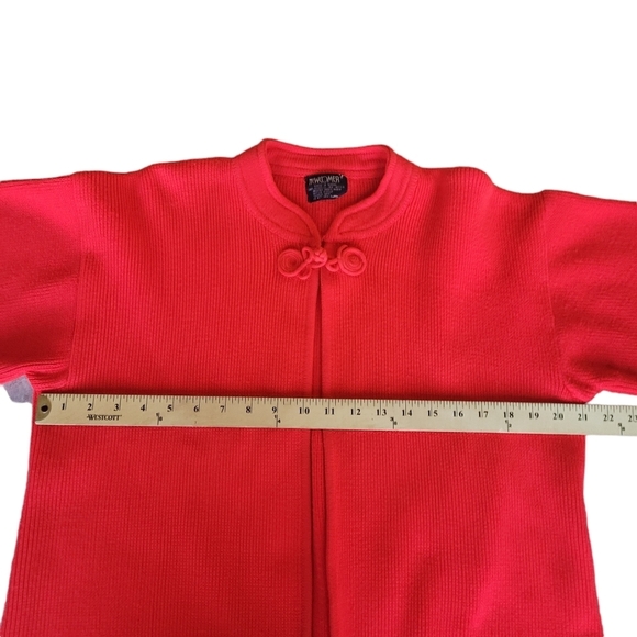 Vintage 90s Newcomer Red Classic Cardigan Sweater Women's Large Red - Picture 8 of 10